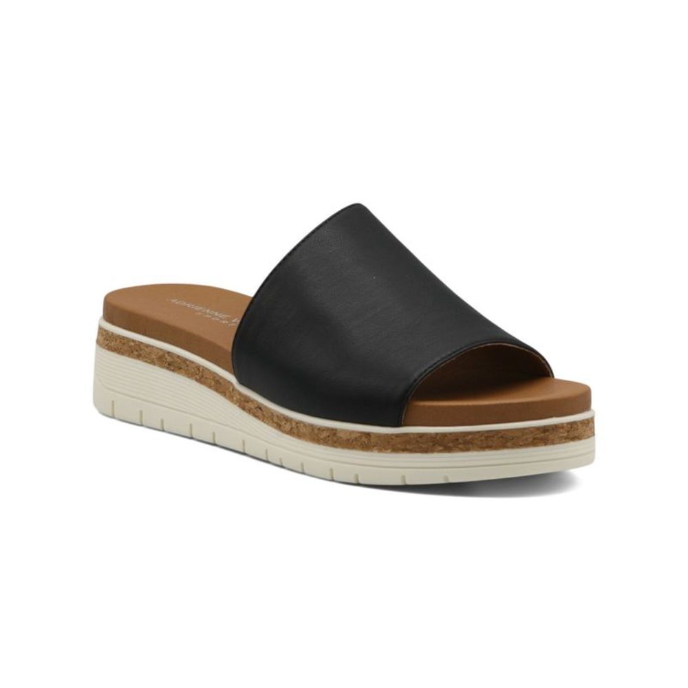 ADRIENNE VITTADINI SPORT Womens Black 1" Platform Provence Wedge Sandals 8 M